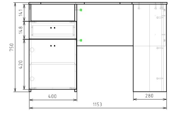 Стол угловой коллекции Юниор (дуб сонома+белый) правый/левый от Династия Kids
