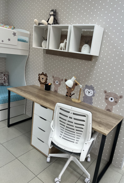 Полка настенная Квадрат-3 (дуб сонома+белый) 1136 мм от Династия Kids