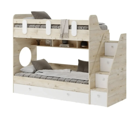 Кровать 190х80 Фортуна-3 с доп.спальным местом (гаскон пайн + белый)