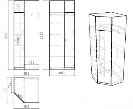 Шкаф угловой коллекции Твой Стиль (с принтом)  от Династия Kids