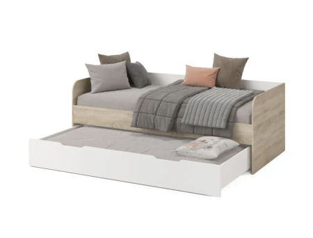 Кровать Дабл 190х90 с доп. спальным местом 180х80 (велюр + белый) от Династия Kids