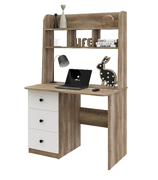 Стол 1000 мм Практик-3 (дуб каньон+белый). Левый/правый от Династия Kids