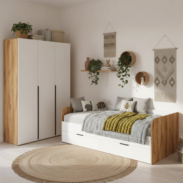 Комплект коллекции Брайт Золотистый: кровать 200х90 + шкаф 3-х створчатый 