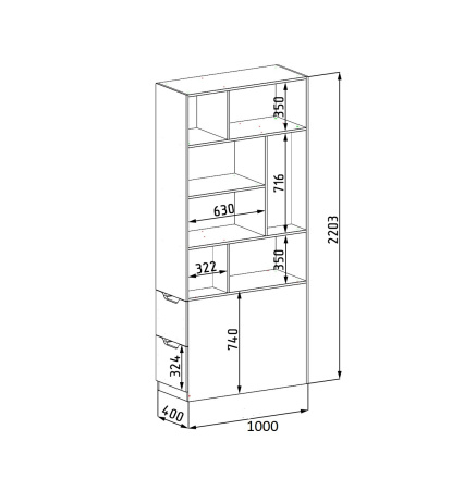 Комплект для 2 школьников Брайт Золотистый: полки 2 шт. + стеллаж-перегородка + столы 2 шт. от Династия Kids