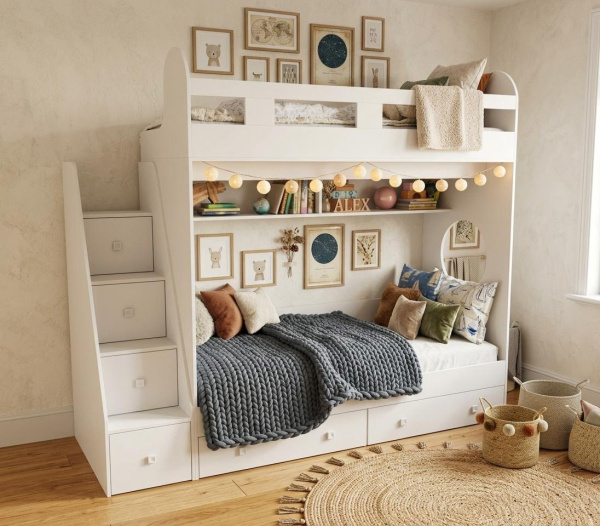 Двухъярусная кровать Юниор-1 (цвет белый) 160х80 от Династия Kids