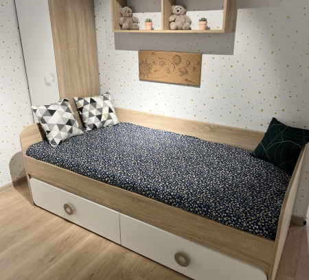 Кровать 190х90 коллекции Юниор (дуб сонома + белый) от Династия Kids