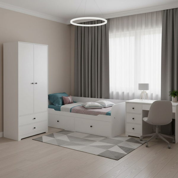 Комплект коллекции Норд: кровать 190х90 + стол + шкаф для одежды