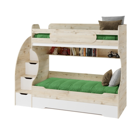 Кровать БИГ 120х200 (гаскон пайн + белый) от Династия Kids