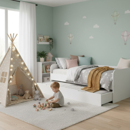 Кровать 2-х ярусная выдвижная Дабл 190х90 +180х80 (цвета разные) от Династия Kids