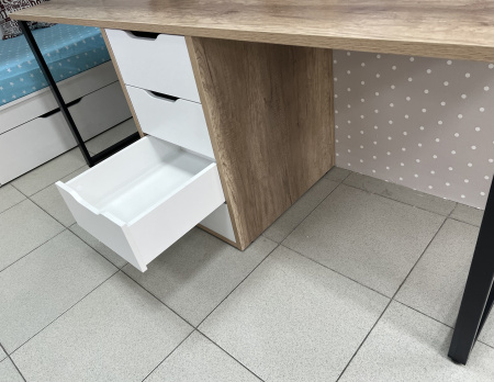 Стол Дуэт 2400 мм (дуб каньон + опоры черные). Столешница 22 мм от Династия Kids