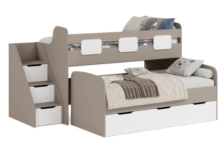 Кровать 2-х ярусная Городок (цвета разные) 190х90 + 180х80 от Династия Kids