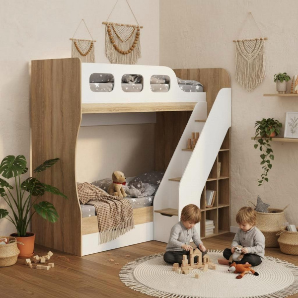 Кровать 2-х ярусная Умка-4 (дуб сонома+белый) 190х80 