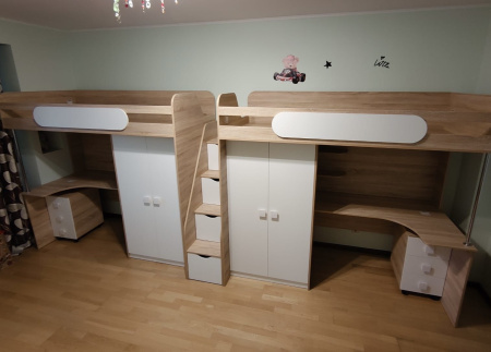 Кровать-чердак Колледж-2 (цвет белый) 200х90  от Династия Kids