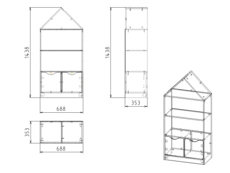 Стеллаж детский Домик-3  от Династия Kids