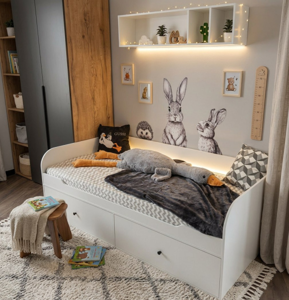 Полка настенная Практика (цвет белый) 1200 мм от Династия Kids