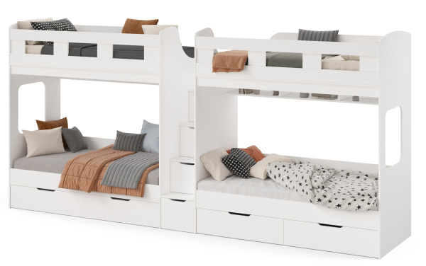 Кровать Квартет + кровать Дабл (цвет белый) 190х90