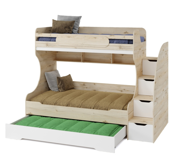 Кровать БИГ 120х200 (гаскон пайн + белый) от Династия Kids